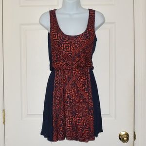 Sleeveless Skater Dress (navy / orange)